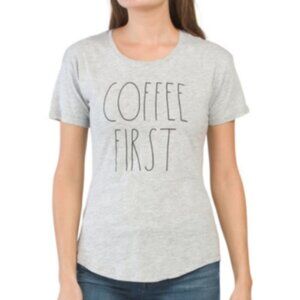 NWT Rae Dunn Coffee First Gray Tee T-Shirt XS